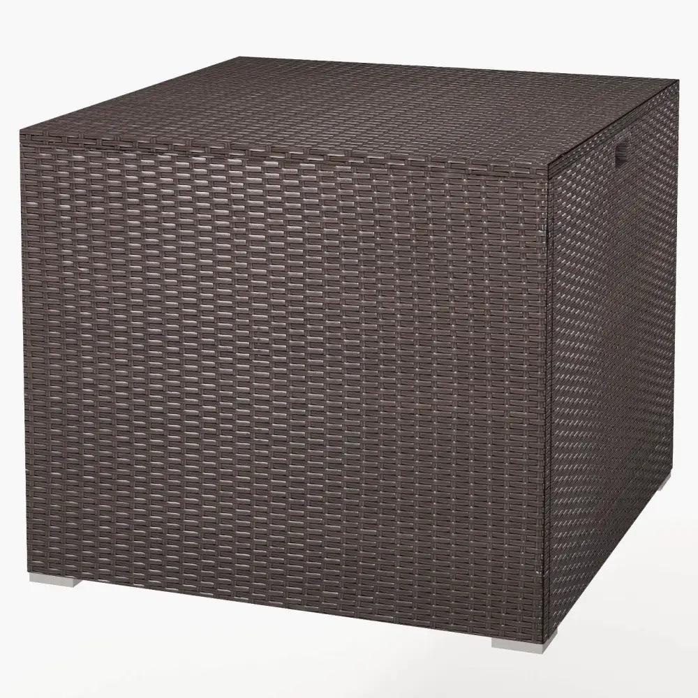 72 Gallon Rattan Outdoor Storage Box with Zippered Liner and Solid Pneumatic Rod - Brown - Sheds & Outdoor Storage