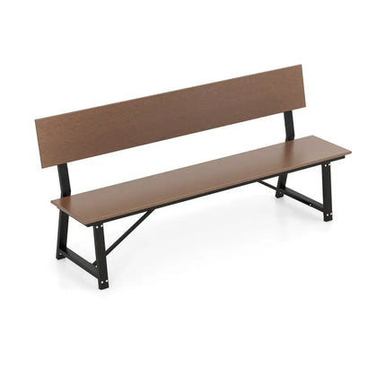 72 Inch Extra Long Bench with All-Weather HDPE Seat & Back for Yard Garden Porch-Brown - Brown - Outdoor Benches