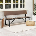 72 Inch Extra Long Bench with All-Weather HDPE Seat & Back for Yard Garden Porch-Brown - Brown - Outdoor Benches
