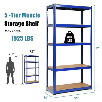 72 Inch Storage Rack with 5 Adjustable Shelves for Books Kitchenware-Navy - Navy - Garages