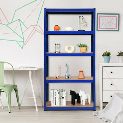 72 Inch Storage Rack with 5 Adjustable Shelves for Books Kitchenware-Navy - Navy - Garages