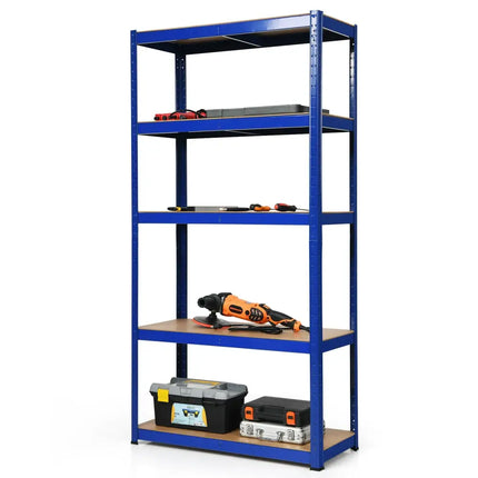 72 Inch Storage Rack with 5 Adjustable Shelves for Books Kitchenware-Navy - Navy - Garages