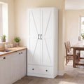 72 Inch Tall Kitchen Pantry Cabinet Farmhouse Wooden Cupboard with 2 Doors-White - White - Sideboards Cabinets & Buffets