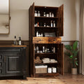 72 Inch Tall Modern Farmhouse Cupboard Cabinet with 4 Barn Doors-Coffee - Coffee - Clothing & Closet Storage