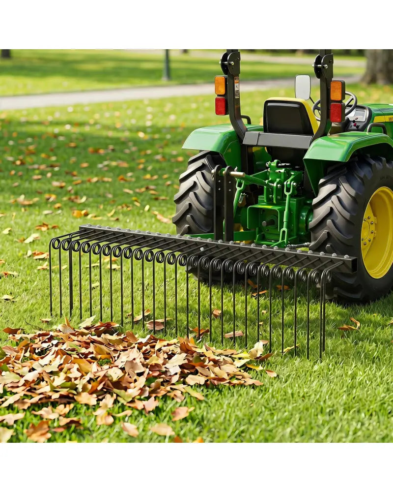 72’’ Pine Straw Rake with 30 Metal Coil Tines for Grass-Black - Black - Lawn Care Tools