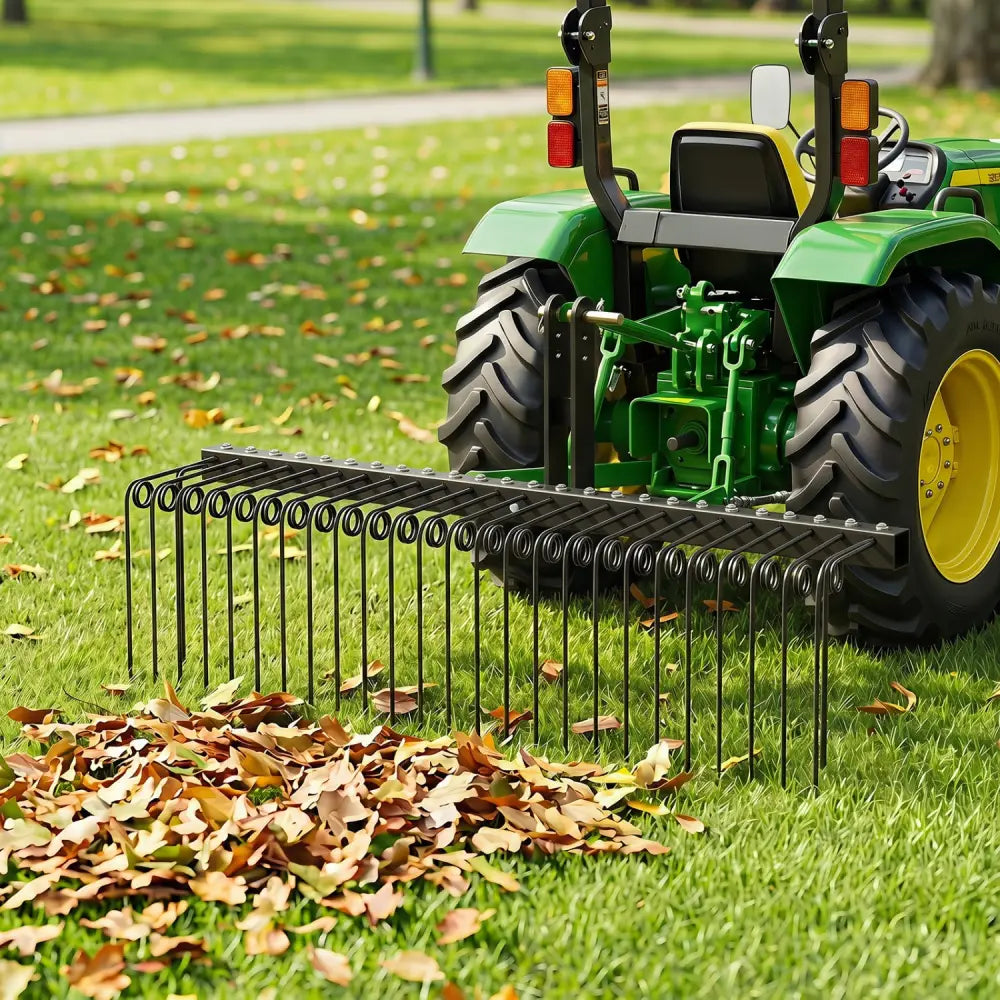 72’’ Pine Straw Rake with 30 Metal Coil Tines for Grass-Black - Black - Lawn Care Tools