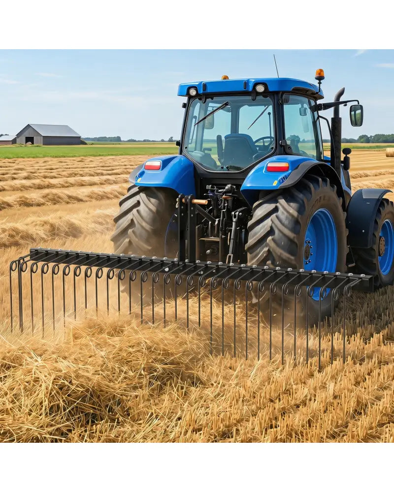 72’’ Pine Straw Rake with 30 Metal Coil Tines for Grass-Black - Black - Lawn Care Tools