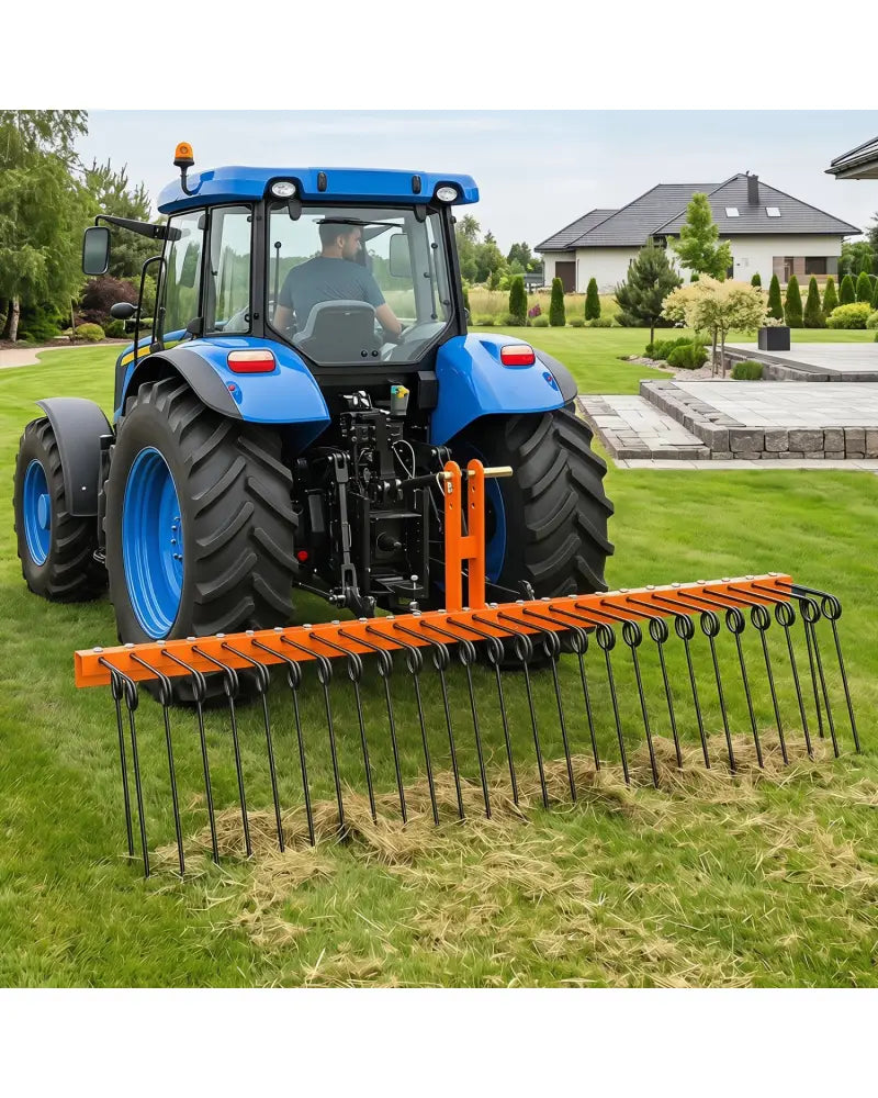 72’’ Pine Straw Rake with 30 Metal Coil Tines for Grass-Orange - Orange - Lawn Care Tools