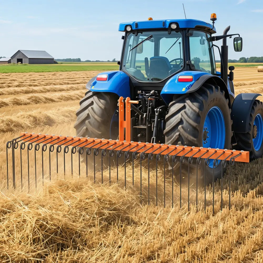 72’’ Pine Straw Rake with 30 Metal Coil Tines for Grass-Orange - Orange - Lawn Care Tools