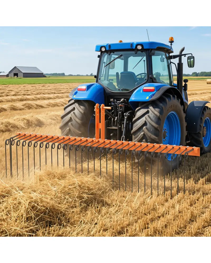 72’’ Pine Straw Rake with 30 Metal Coil Tines for Grass-Orange - Orange - Lawn Care Tools