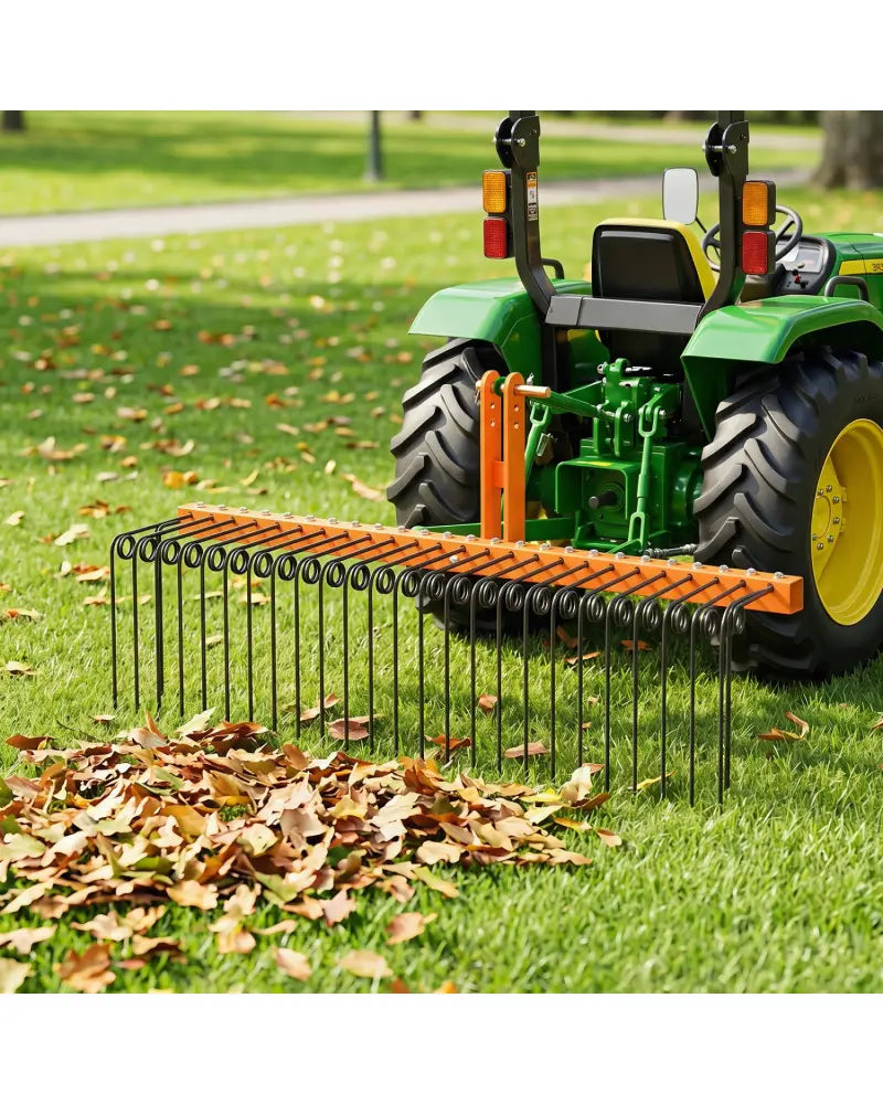 72’’ Pine Straw Rake with 30 Metal Coil Tines for Grass-Orange - Orange - Lawn Care Tools