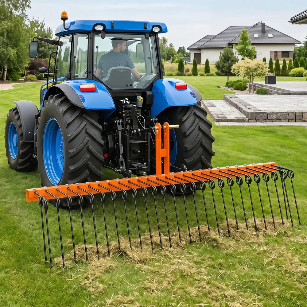 72’’ Pine Straw Rake with 30 Metal Coil Tines for Grass-Orange - Orange - Lawn Care Tools