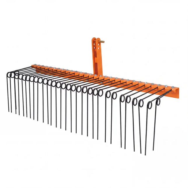 72’’ Pine Straw Rake with 30 Metal Coil Tines for Grass-Orange - Orange - Lawn Care Tools