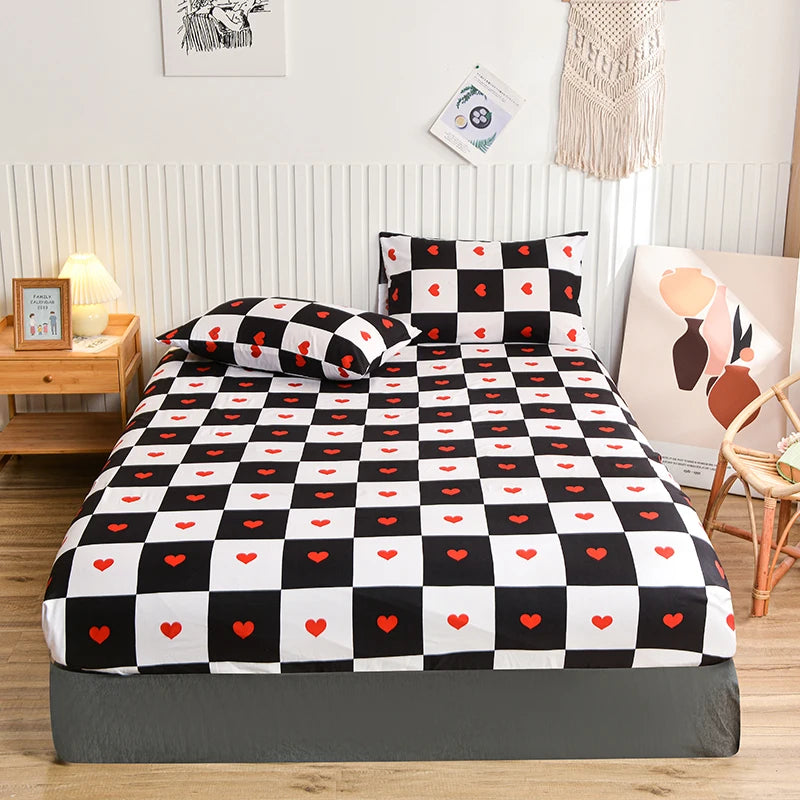 Blue Floral Fitted Bed Sheet with Elastic – Twin/Queen/King Mattress Cover