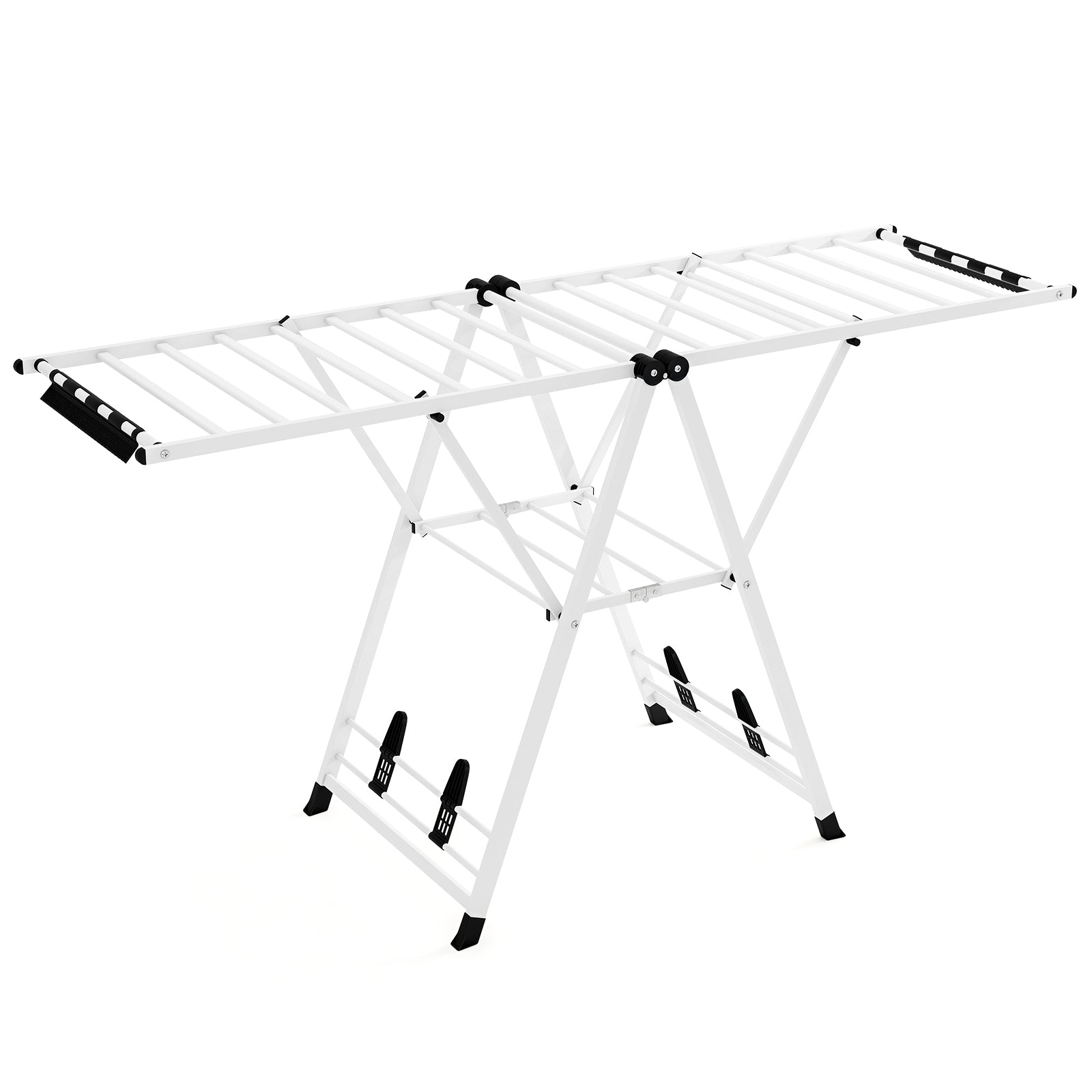 72.5 Inches Clothes Drying Rack with Height Adjustable Wings-White