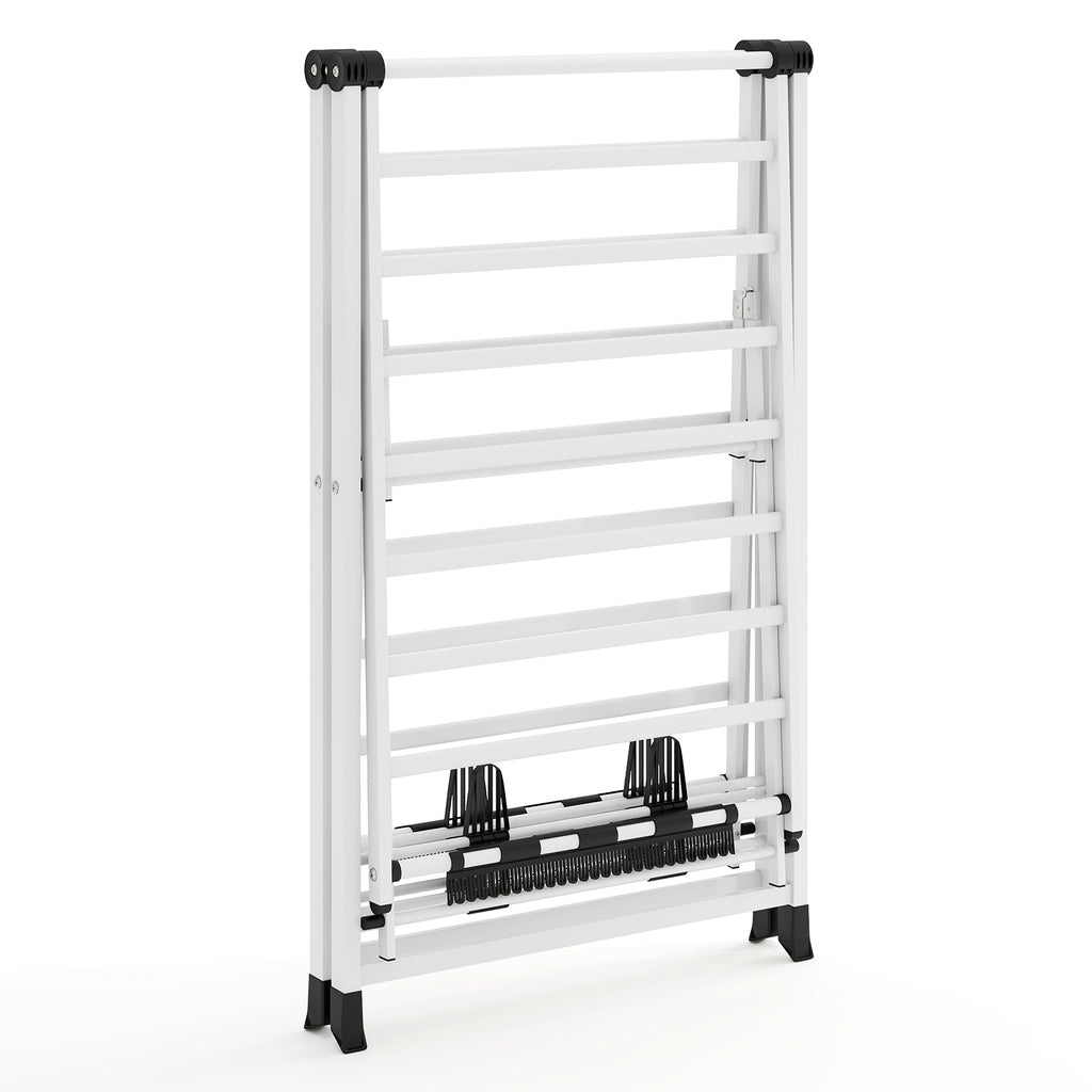 72.5 Inches Clothes Drying Rack with Height Adjustable Wings-White