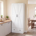 72 Inch Tall Kitchen Pantry Cabinet Farmhouse Wooden Cupboard with 2 Doors-White