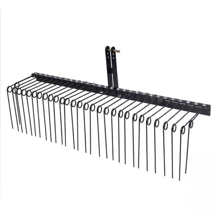 72" Pine Straw Rake with 30 Metal Coil Tines for Grass-Black
