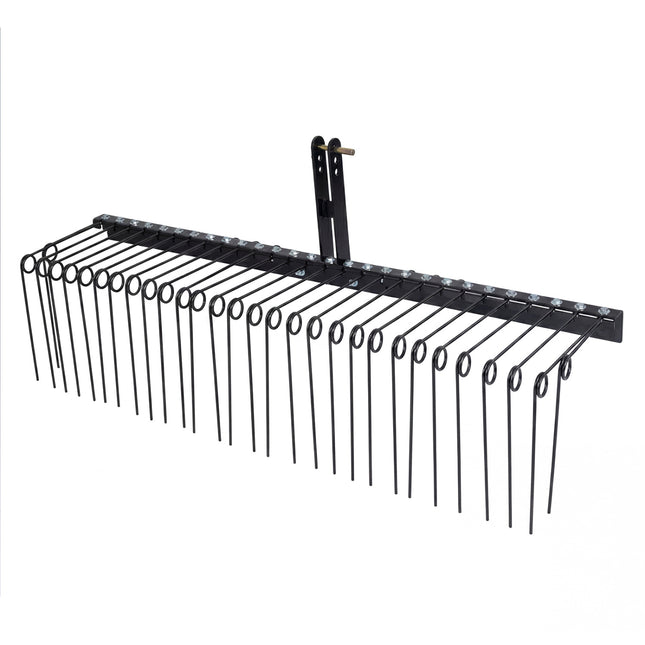 72" Pine Straw Rake with 30 Metal Coil Tines for Grass-Black