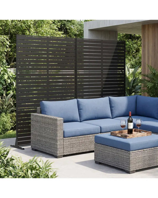 72’’H x 48’’W Outdoor Decorative Divider Screen with Stand and Expansion Bolts-Black - Black - Room Dividers