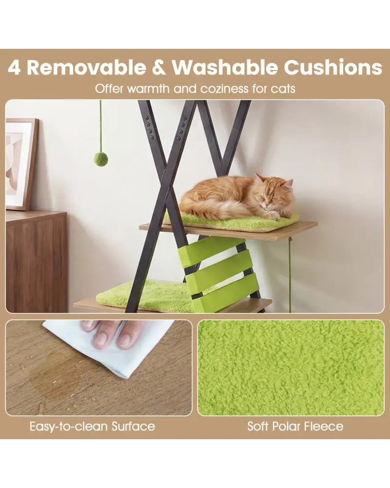 73 Inch Multi-level Cat Tree for Indoor Cats with Elevated Perch and Large Condo-Green - Green - Cat Trees Condos &