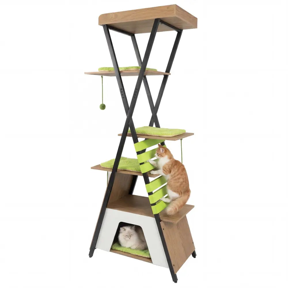 73 Inch Multi-level Cat Tree for Indoor Cats with Elevated Perch and Large Condo-Green - Green - Cat Trees Condos &