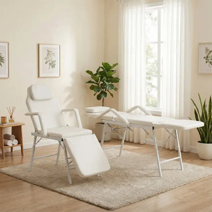 73 Inch Portable Tattoo Salon Facial Bed Massage Table - White - Spa & Salon