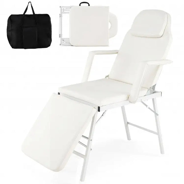 73 Inch Portable Tattoo Salon Facial Bed Massage Table - White - Spa & Salon