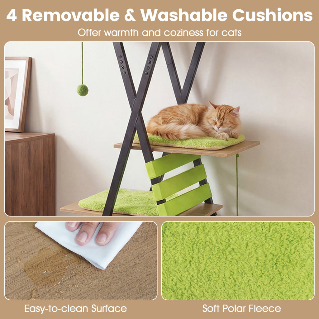 73 Inch Multi-level Cat Tree for Indoor Cats with Elevated Perch and Large Condo-Green