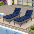 73"x22" Outdoor Lounge Chaise Cushion with High Back String Ties Set of 2-Navy