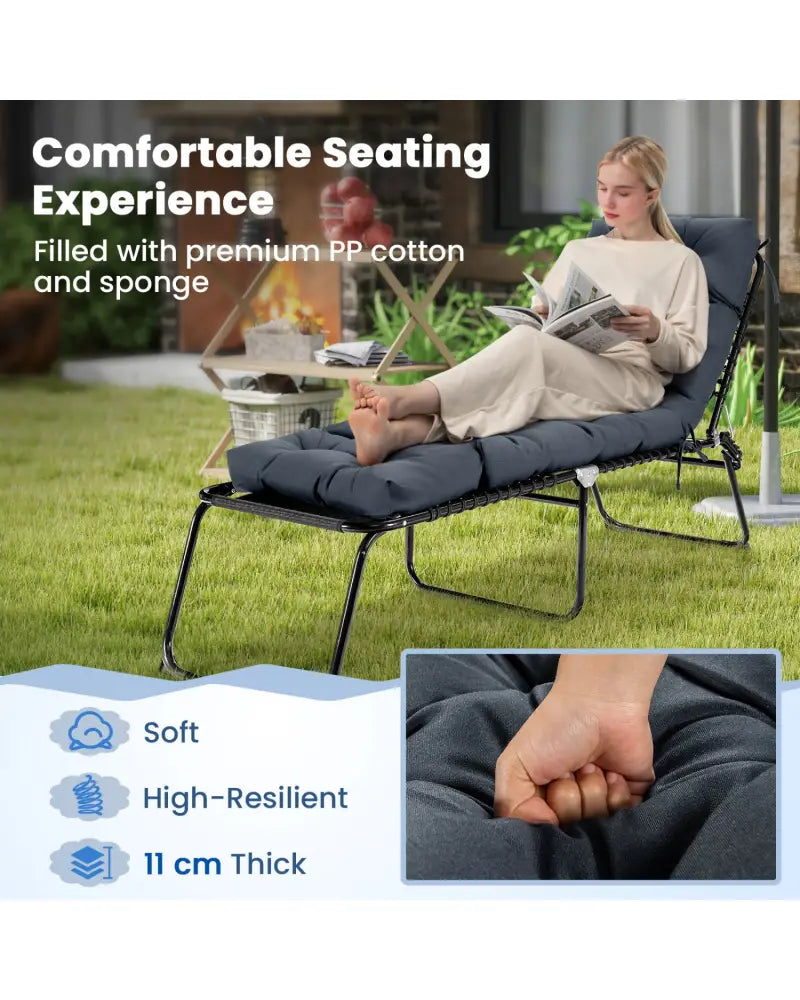 73’’x22’’ Outdoor Lounge Chaise Cushion with High Back String Ties Set of 2-Gray - Gray - Outdoor Furniture Accessories