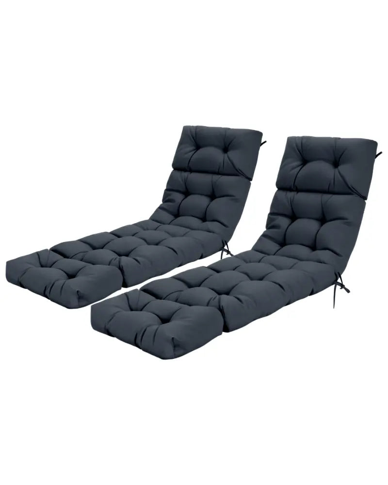 73’’x22’’ Outdoor Lounge Chaise Cushion with High Back String Ties Set of 2-Gray - Gray - Outdoor Furniture Accessories
