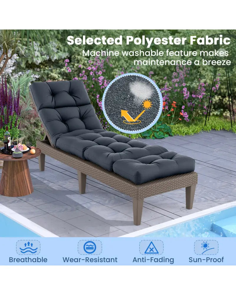 73’’x22’’ Outdoor Lounge Chaise Cushion with High Back String Ties Set of 2-Gray - Gray - Outdoor Furniture Accessories