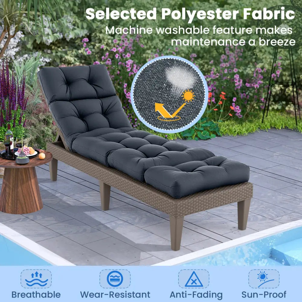 73’’x22’’ Outdoor Lounge Chaise Cushion with High Back String Ties Set of 2-Gray - Gray - Outdoor Furniture Accessories