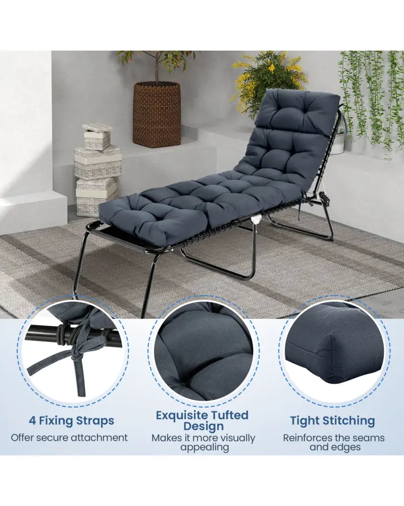 73’’x22’’ Outdoor Lounge Chaise Cushion with High Back String Ties Set of 2-Gray - Gray - Outdoor Furniture Accessories