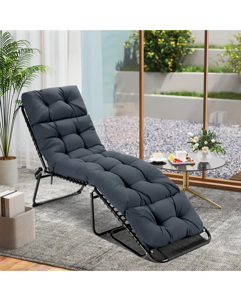 73’’x22’’ Outdoor Lounge Chaise Cushion with High Back String Ties Set of 2-Gray - Gray - Outdoor Furniture Accessories