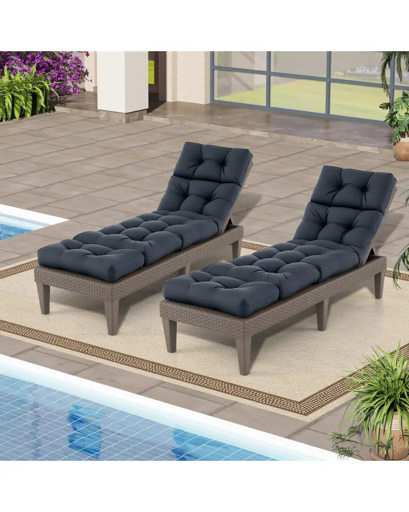 73’’x22’’ Outdoor Lounge Chaise Cushion with High Back String Ties Set of 2-Gray - Gray - Outdoor Furniture Accessories