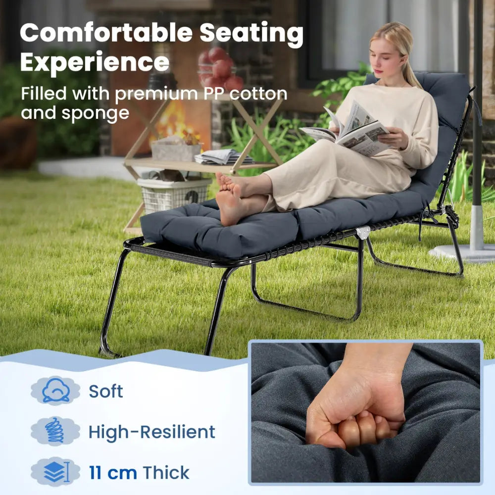 73’’x22’’ Outdoor Lounge Chaise Cushion with High Back String Ties Set of 2-Gray - Gray - Outdoor Furniture Accessories