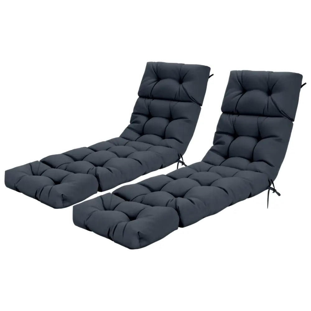 73’’x22’’ Outdoor Lounge Chaise Cushion with High Back String Ties Set of 2-Gray - Gray - Outdoor Furniture Accessories