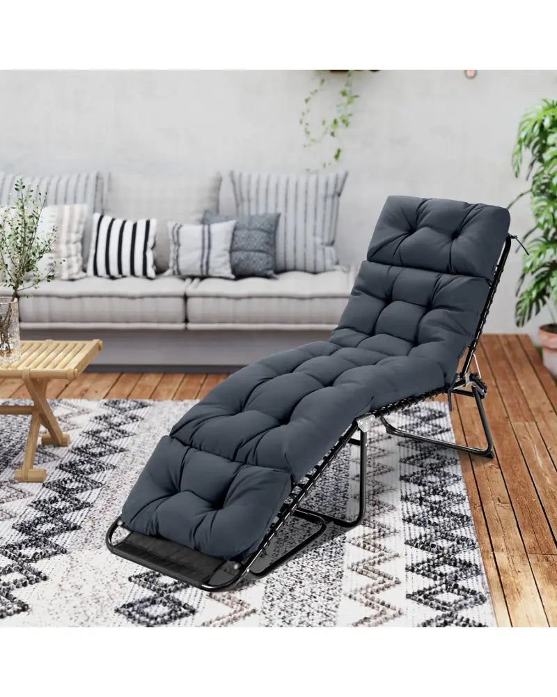73’’x22’’ Outdoor Lounge Chaise Cushion with High Back String Ties Set of 2-Gray - Gray - Outdoor Furniture Accessories
