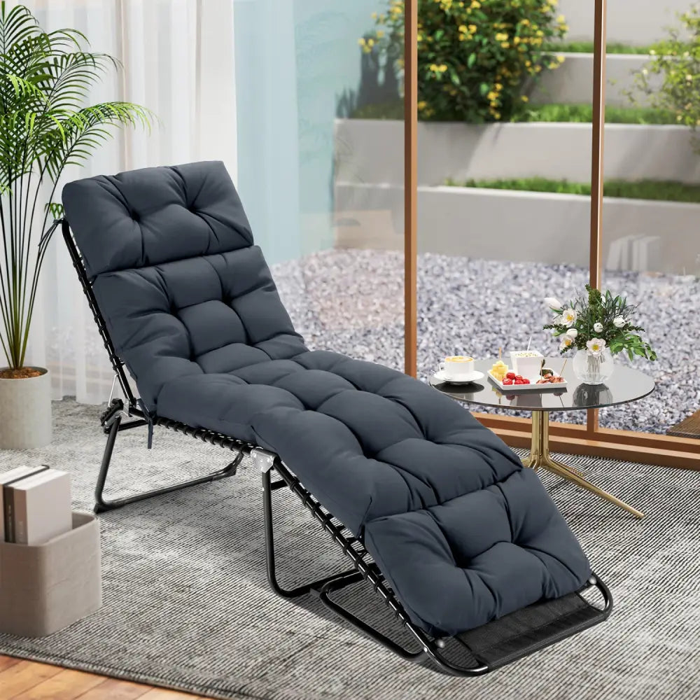 73’’x22’’ Outdoor Lounge Chaise Cushion with High Back String Ties Set of 2-Gray - Gray - Outdoor Furniture Accessories