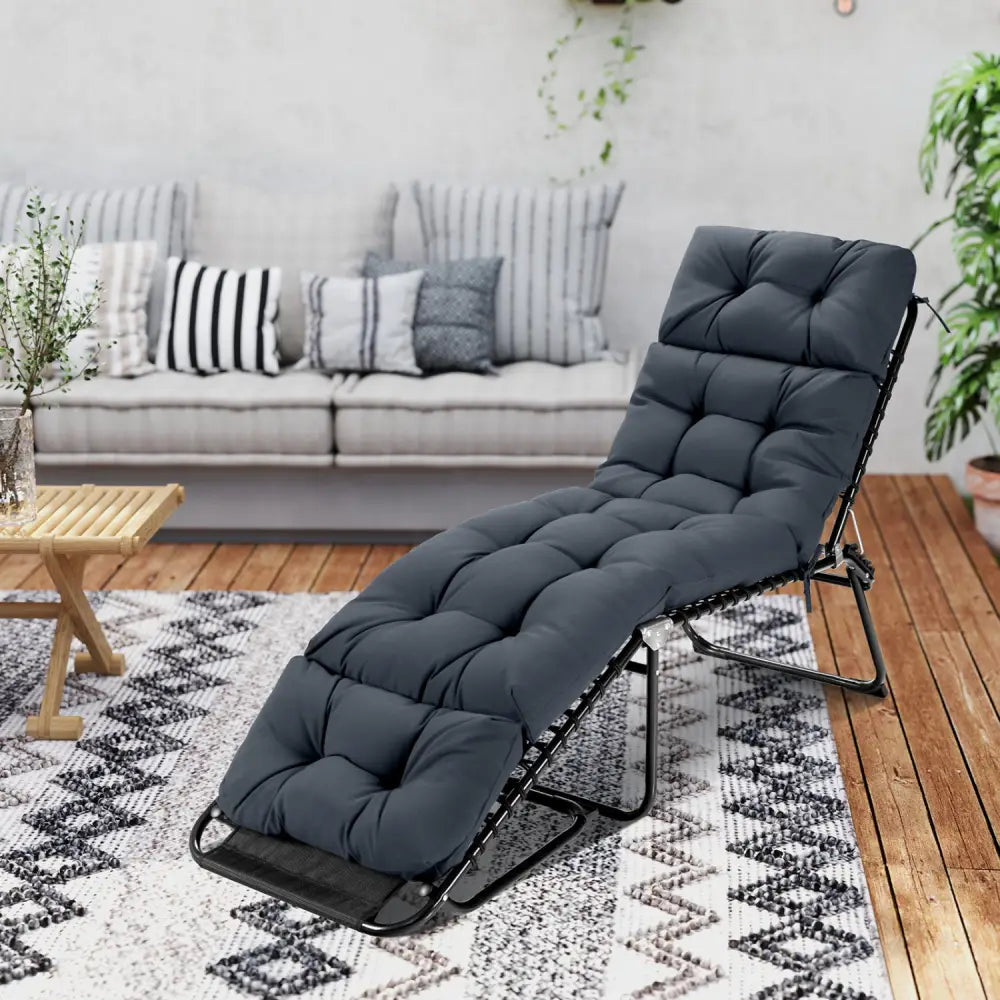 73’’x22’’ Outdoor Lounge Chaise Cushion with High Back String Ties Set of 2-Gray - Gray - Outdoor Furniture Accessories