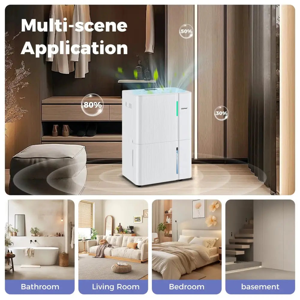 74/96 Pints Dehumidifier for Home 4500/5500 Sq. Ft Dehumidifier with 3 Modes-74 Pints Costway