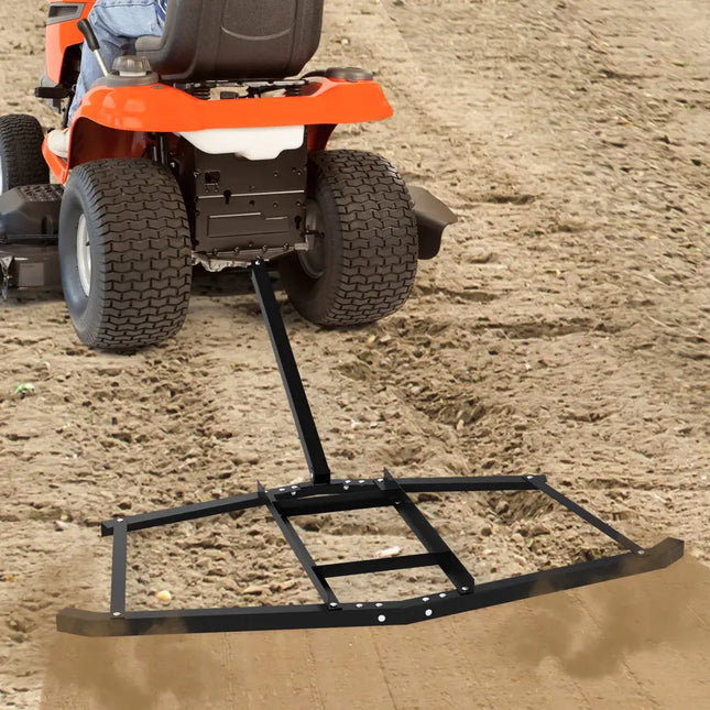 74 inch Wide Driveway Drag Tow Behind Landscape Leveling Rake with Reinforced Bars-Black - Black - Lawn Care Tools
