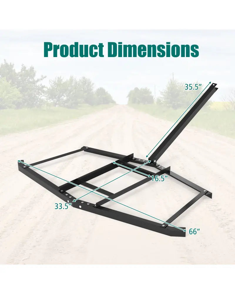 74 inch Wide Driveway Drag Tow Behind Landscape Leveling Rake with Reinforced Bars-Black - Black - Lawn Care Tools