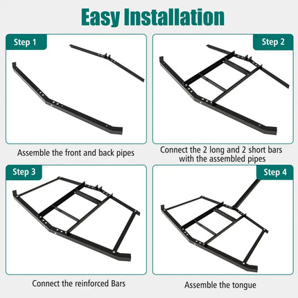 74 inch Wide Driveway Drag Tow Behind Landscape Leveling Rake with Reinforced Bars-Black - Black - Lawn Care Tools