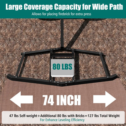 74 inch Wide Driveway Drag Tow Behind Landscape Leveling Rake with Reinforced Bars-Black - Black - Lawn Care Tools