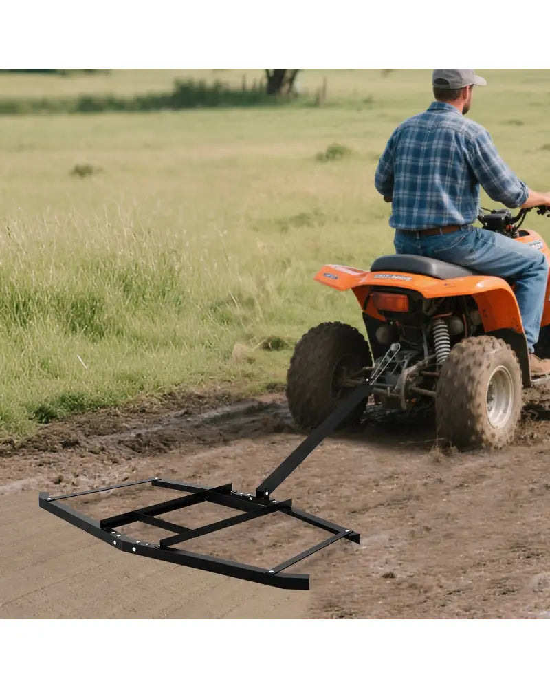74 inch Wide Driveway Drag Tow Behind Landscape Leveling Rake with Reinforced Bars-Black - Black - Lawn Care Tools
