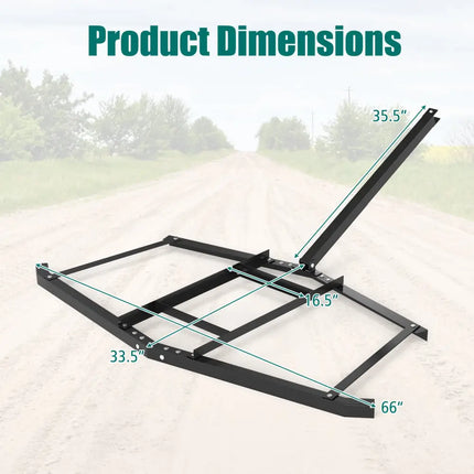 74 inch Wide Driveway Drag Tow Behind Landscape Leveling Rake with Reinforced Bars-Black - Black - Lawn Care Tools