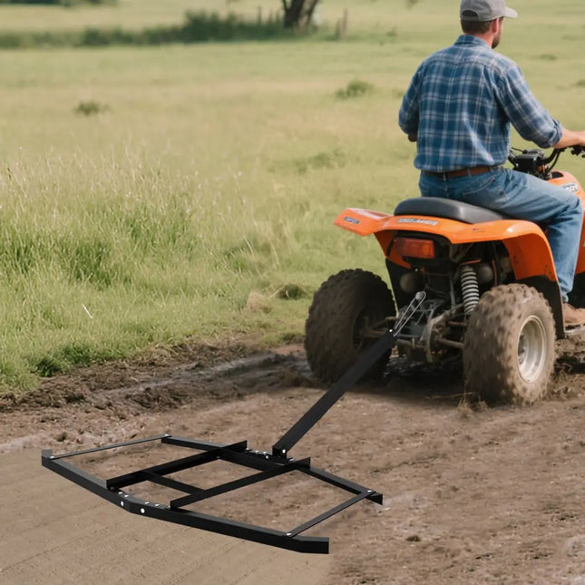 74 inch Wide Driveway Drag Tow Behind Landscape Leveling Rake with Reinforced Bars-Black - Black - Lawn Care Tools